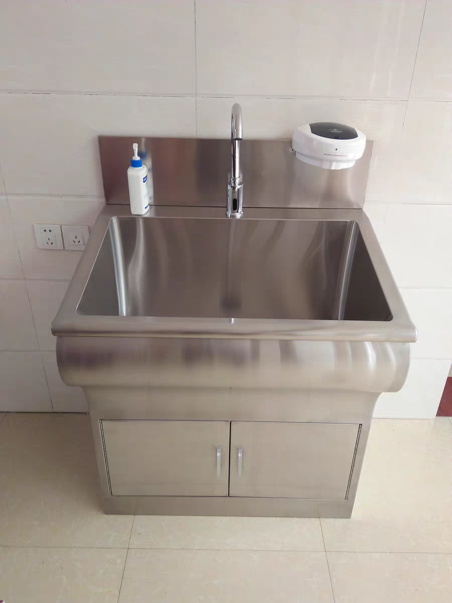 施茵美单人位洗手池医院用不锈钢感应脚踏式清洗槽