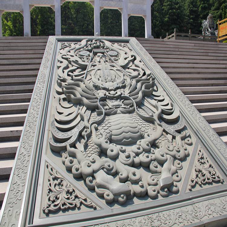 公园广场石材雕刻祥云壁画浮雕道观寺庙大殿石头九龙壁御道