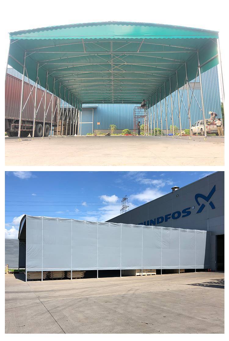 自动伸缩雨棚定做通道悬空仓储蓬移动电动推拉篷