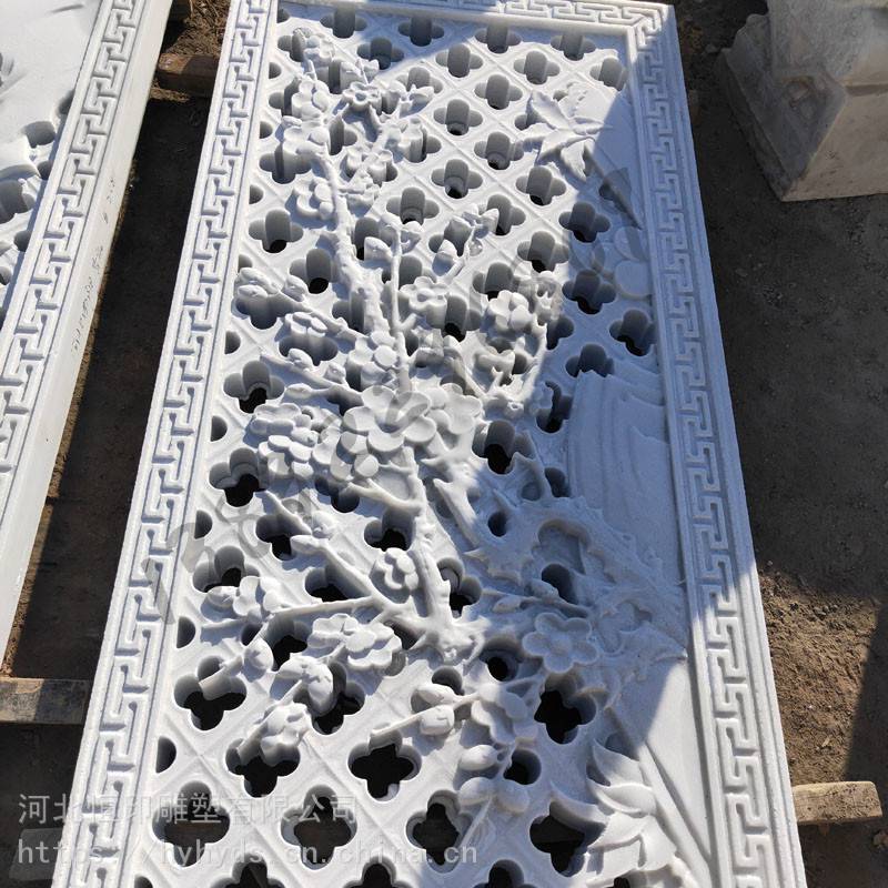 石雕镂空浮雕透雕窗户大理石雕窗花汉白玉室内外刻字别墅窗花雕刻