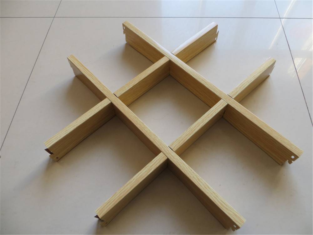 河北铝格子天花板尺寸喷涂铝格栅规格定制木纹吊顶格栅