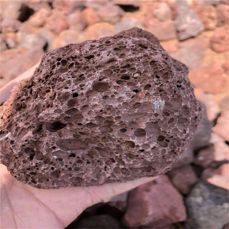天然火山石河北红色火山石颗粒大块火山石园林造景铺路