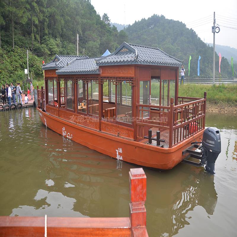 船检办证画舫船青海海西豪华双层水上敞开式玻璃钢画舫船观光船