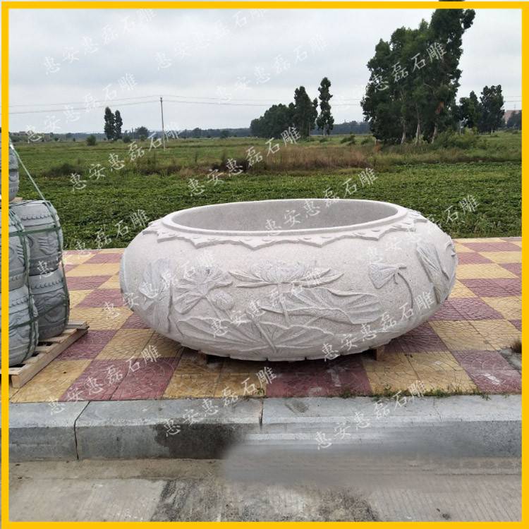 大理石天然石材花钵 园林石花盆 惠安石雕厂家直销 福建石雕协会推荐