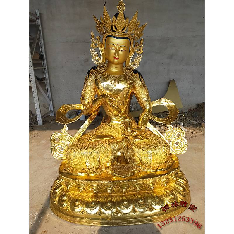 金刚萨埵佛像纯铜铸造大型藏传寺院黄铜15米绿度母密宗铜像