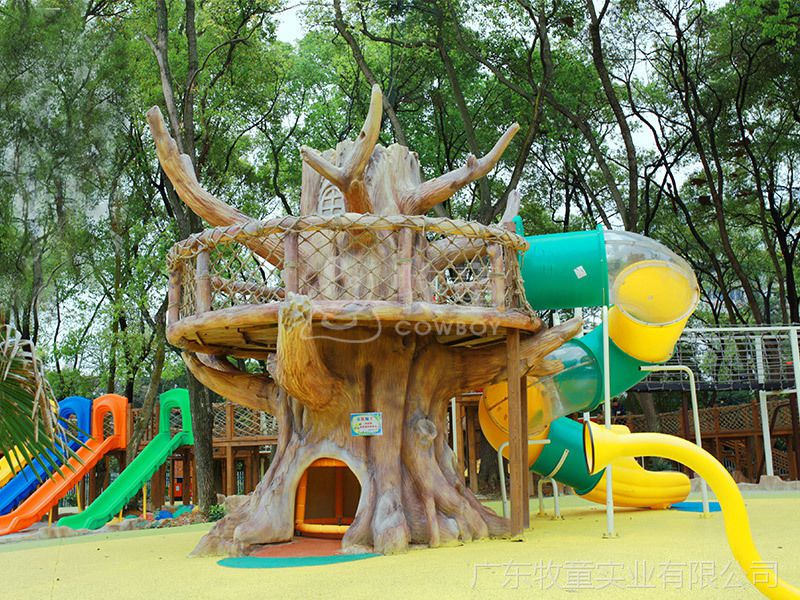 早教幼儿园游乐场儿童乐园户外大型森林树屋塑料滑梯定制
