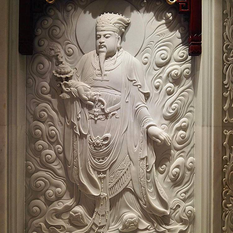 寺庙大殿门口石头御道九龙壁画浮雕道观石材照壁墙