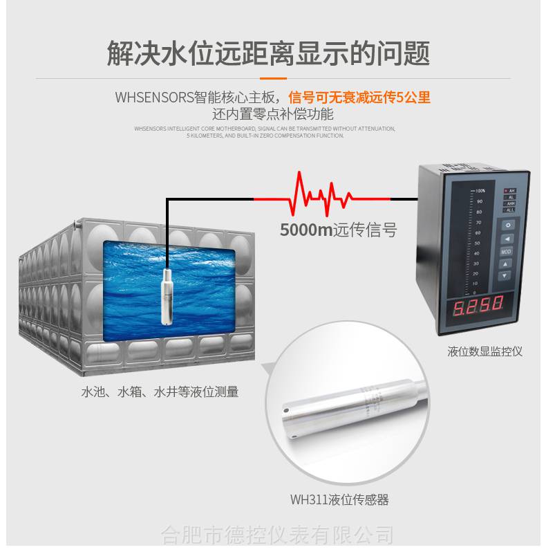  消防水池液位变送器 投入式传感器 液位计监视系统