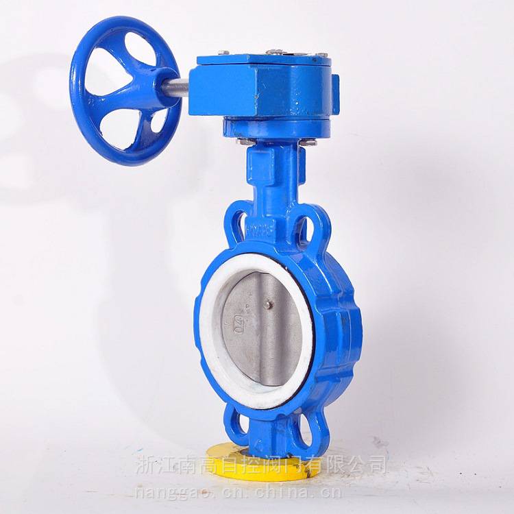 四氟蝶阀d371f16q涡轮衬氟阀门对夹式连接操作省力使用寿命长