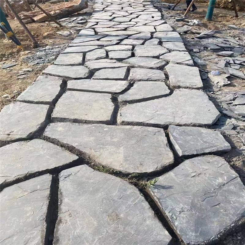 散步小路灰色碎拼石灰色石英岩乱形石灰色板岩冰裂纹地铺石