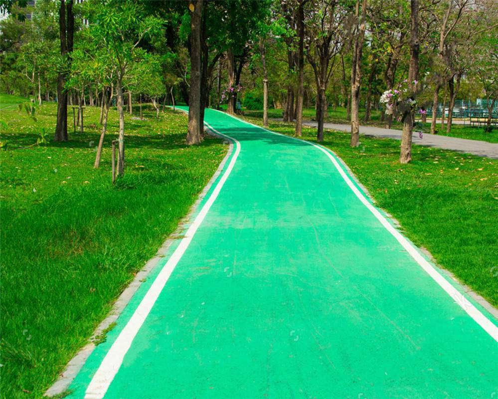 通往寿光的绿色之路沥青地面油漆改色施工