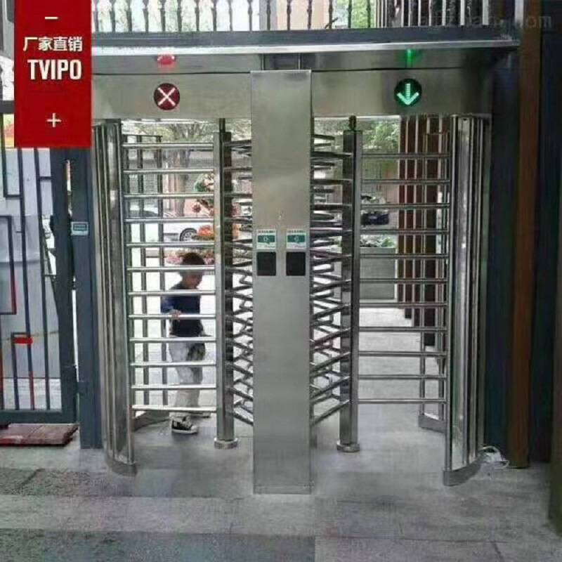 工地转闸小区工厂人脸刷卡全高旋转门车站单向防尾随十字闸门图片