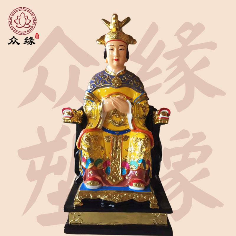 泰山奶奶神像图片泰山三位送子奶奶佛像寺庙彩绘佛像生漆脱胎工艺
