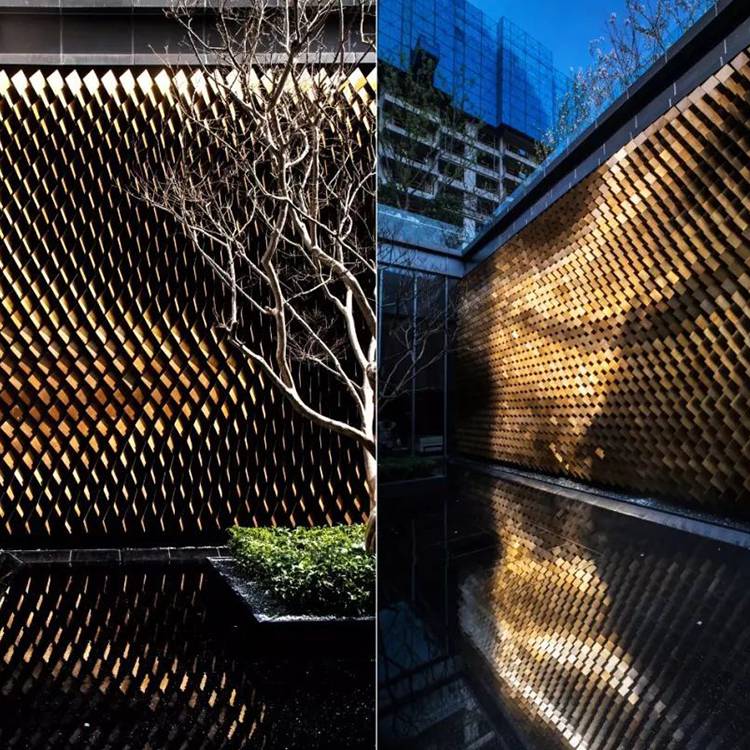 古铜仿金色不锈钢风动幕墙风动景墙重庆戈雅艺术