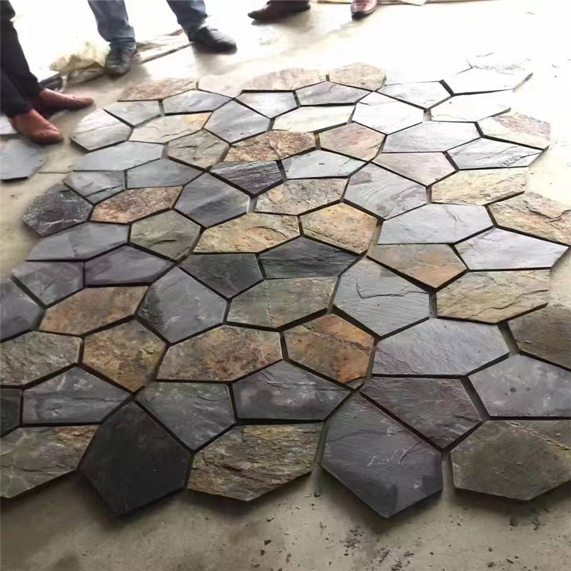 散步小路灰色碎拼石灰色石英岩乱形石灰色板岩冰裂纹地铺石