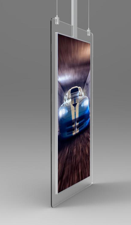 索速55寸透明双面吊挂广告机橱窗海报超薄银行吊装双屏液晶显示屏