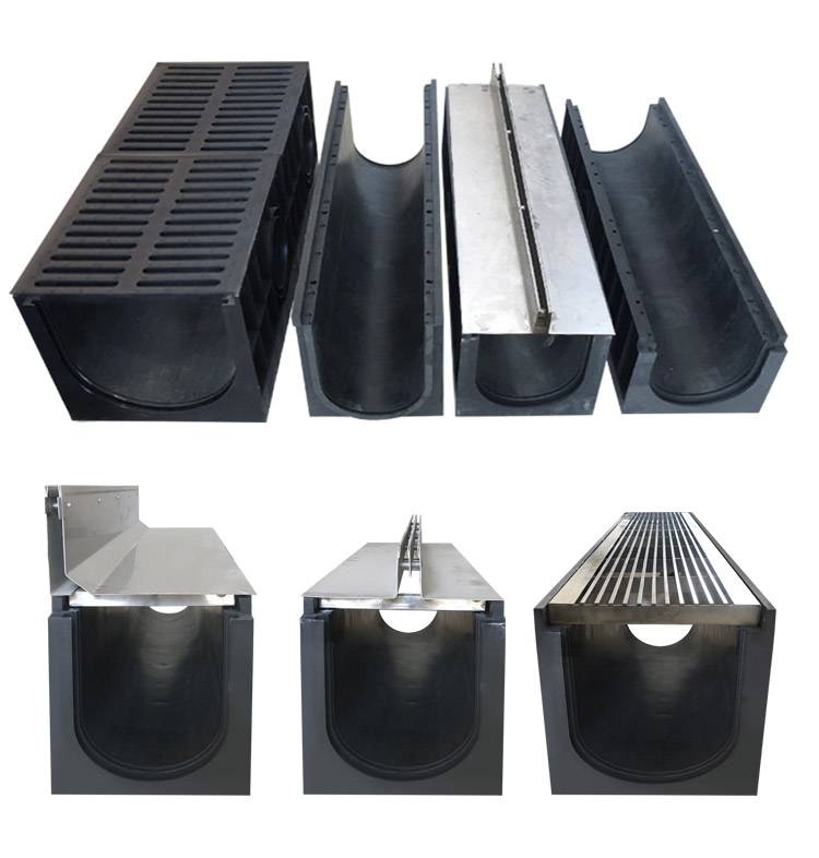 hdpe排水沟塑料u型槽不锈钢线性排水沟厨房地沟槽园林绿化下水道