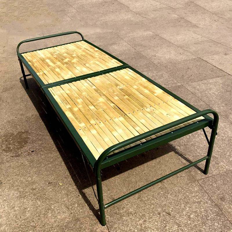 民政救灾竹板床单人折叠床抢险救援竹条床抗震防洪两折床竹制床