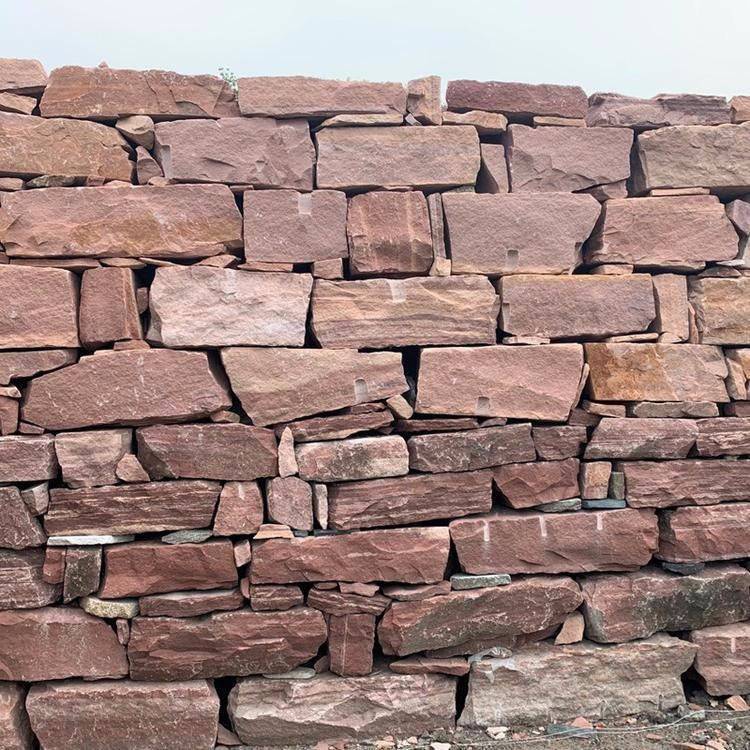 红色垒墙石垒墙毛石护坡石