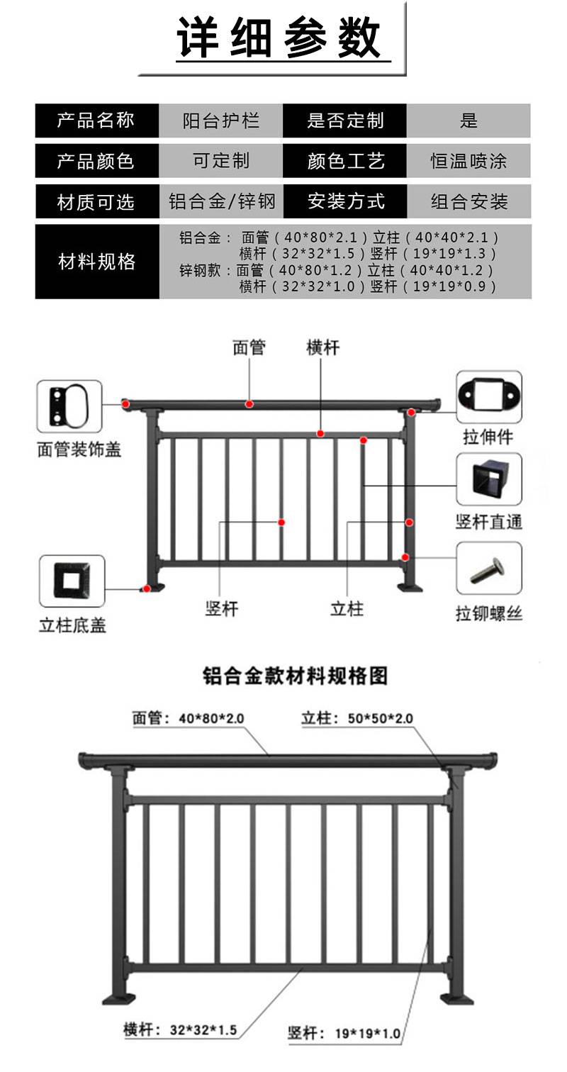 阳台锌钢护栏报价表图片