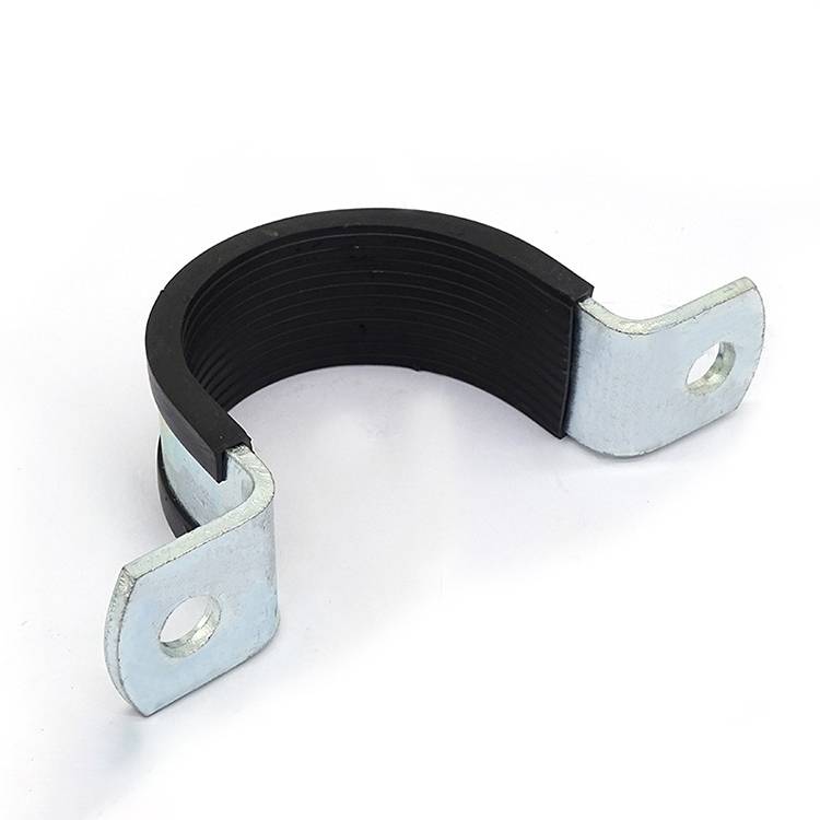 欧姆抱箍电镀锌抗震支架配件吊式管卡管束绝缘橡胶胶皮内衬套