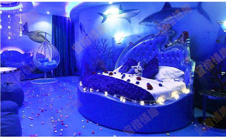 美人鱼造型主题床双人电动床功能情趣合欢助力床