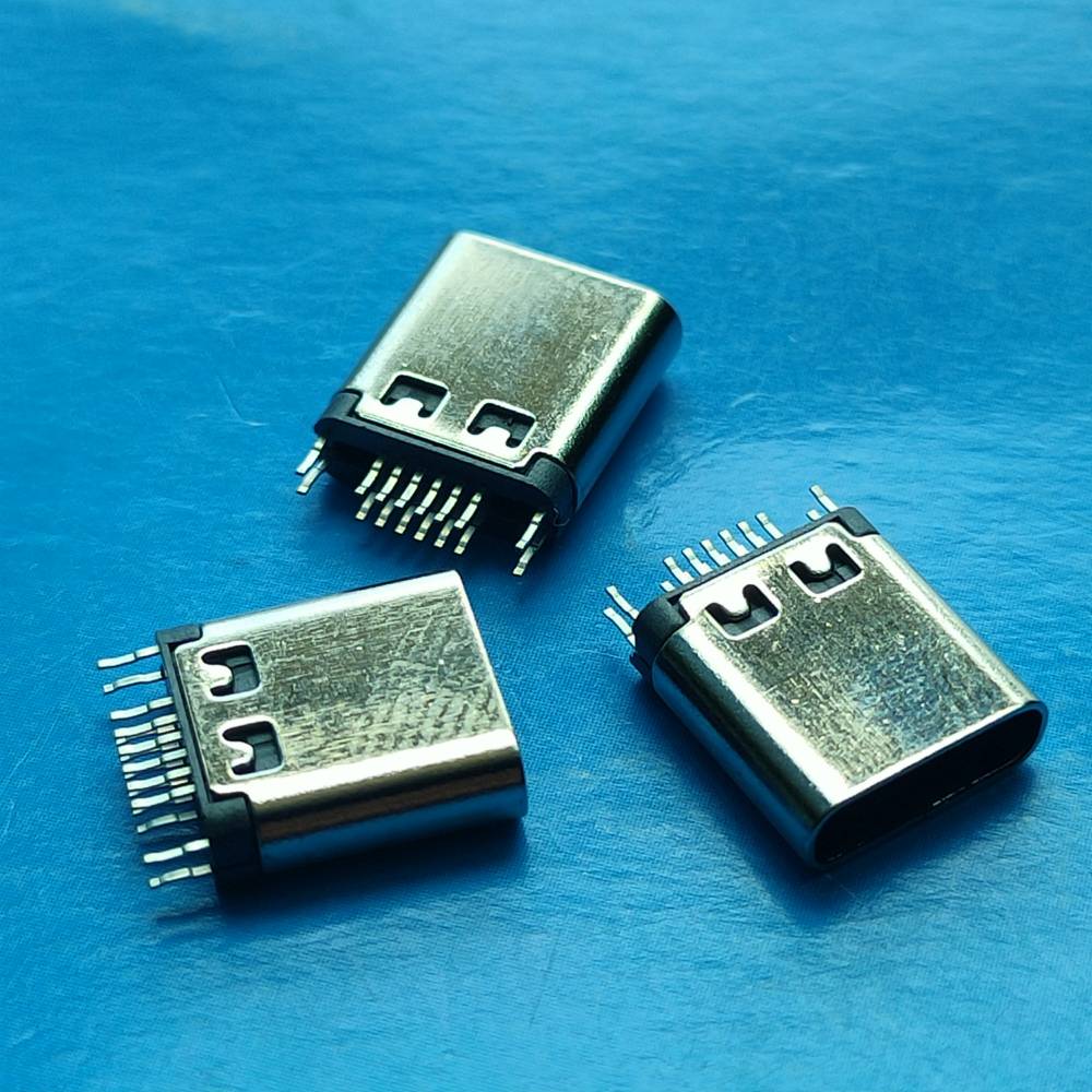 typec夹板12p母头夹板08mm短体弯pin过回流焊带信号脚传输插座