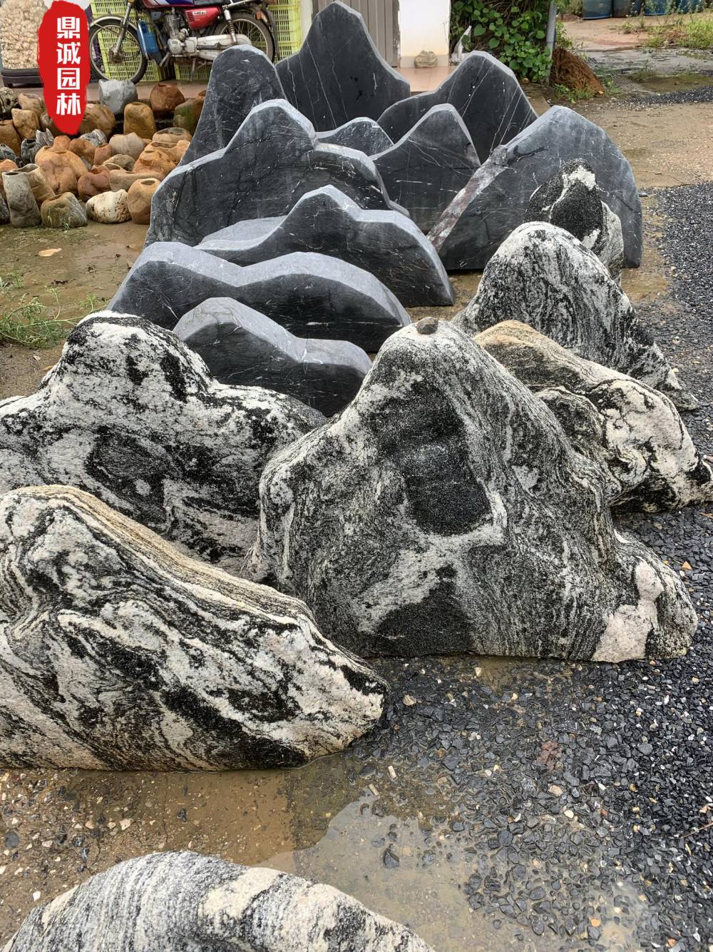 雪浪石假山施工别墅户外切片加工定制拟山鼎诚园林