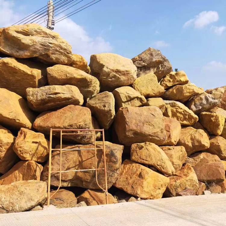 刻字石 绿化台面石价格 天然黄蜡石批发 原石现货供应
