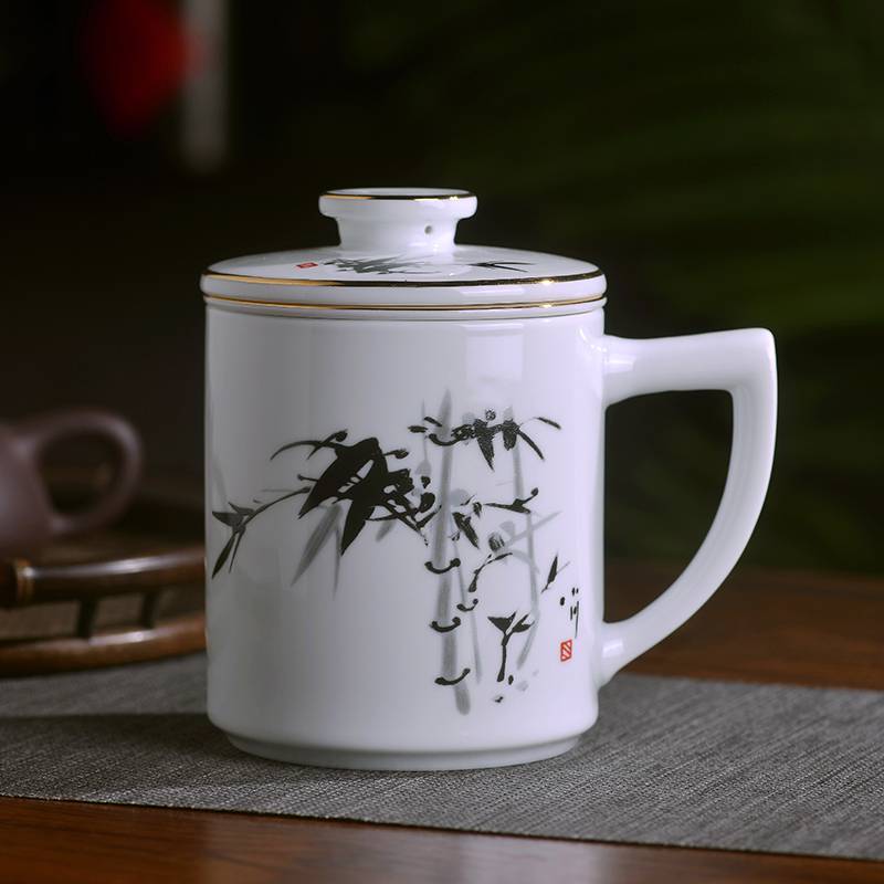 首页>日用百货>杯具>陶瓷杯>陶瓷杯批量可订制印字青花山水牡丹办公杯