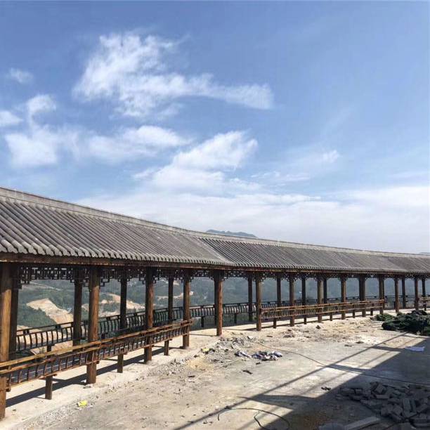 仿古长廊弧形长廊景观防腐木长廊生产