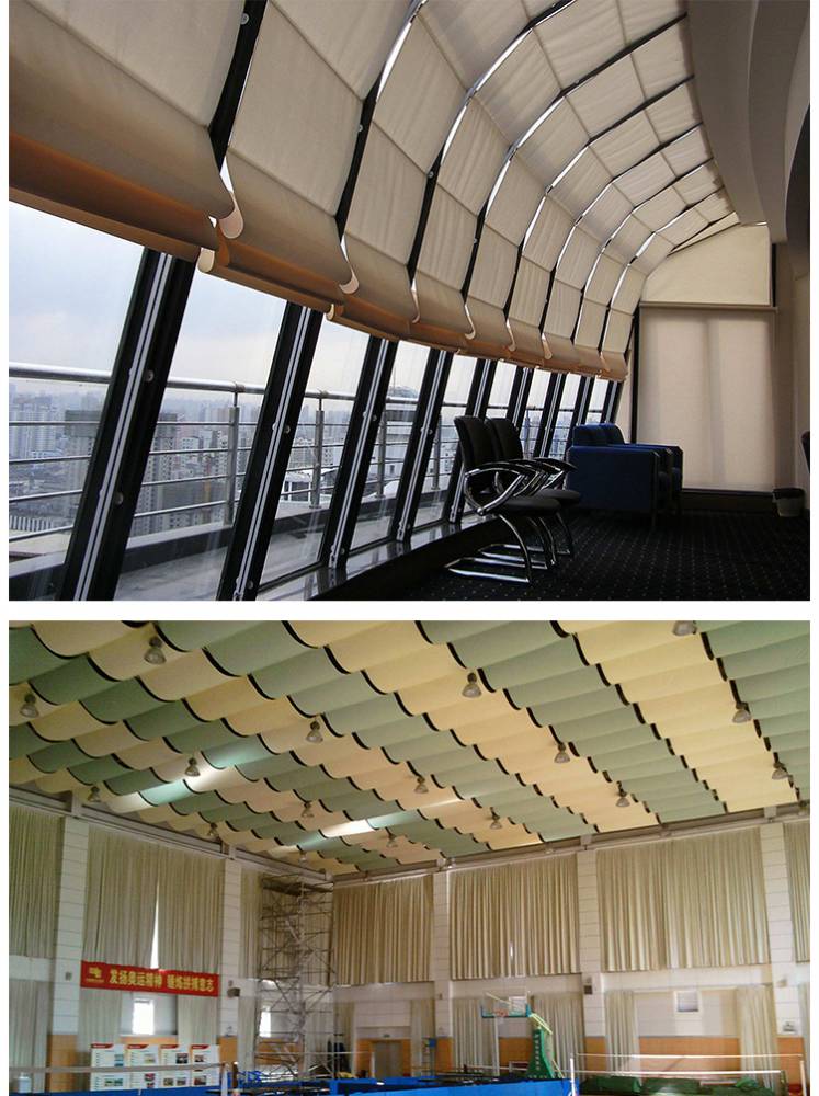 遮阳天棚帘顺义玻璃房遮阳帘商场体育馆折叠电动天棚帘誉远昊诺