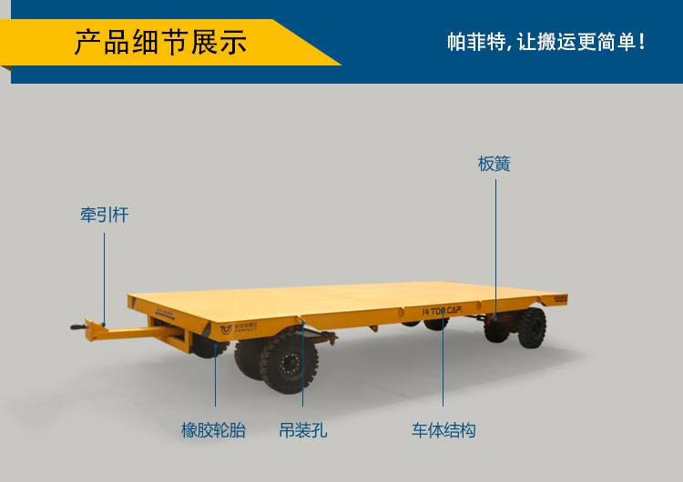 平板拖车牵引式平车载重大转弯灵活电动搬运轨道地平车