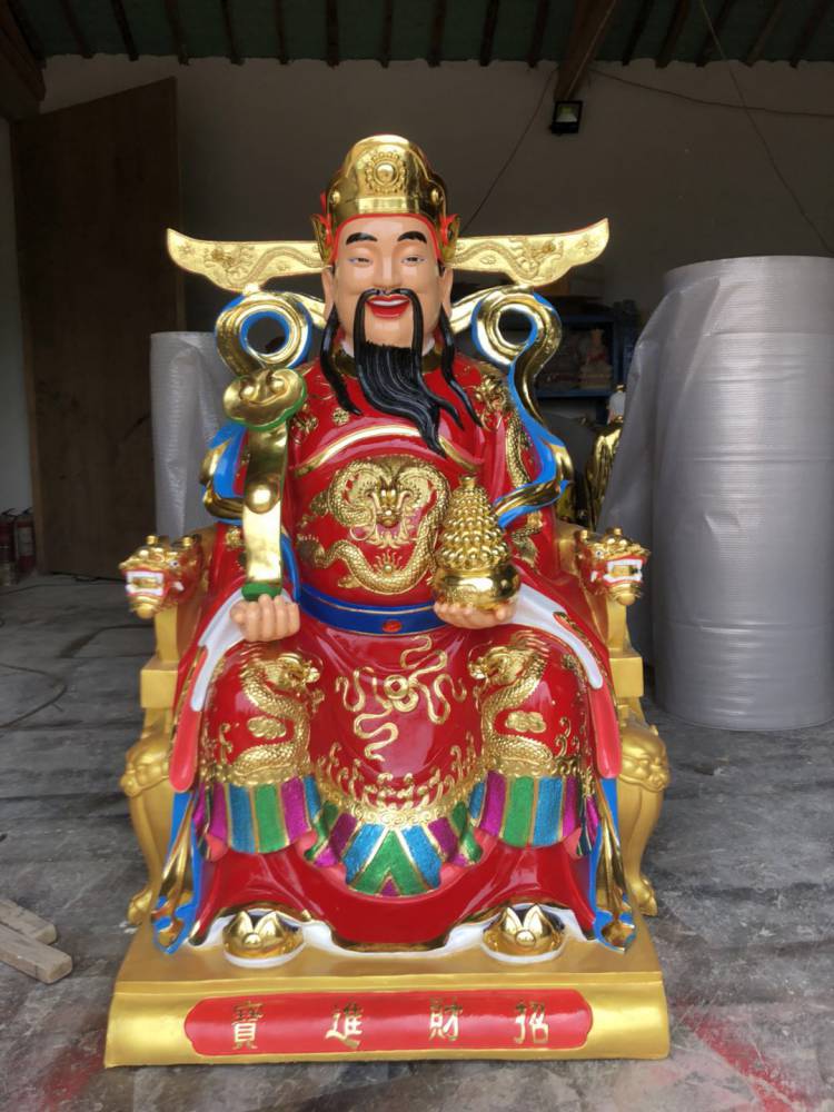五路财神像寺庙摆件比干财神佛像泰国佛像彩绘财神爷站像河南善缘