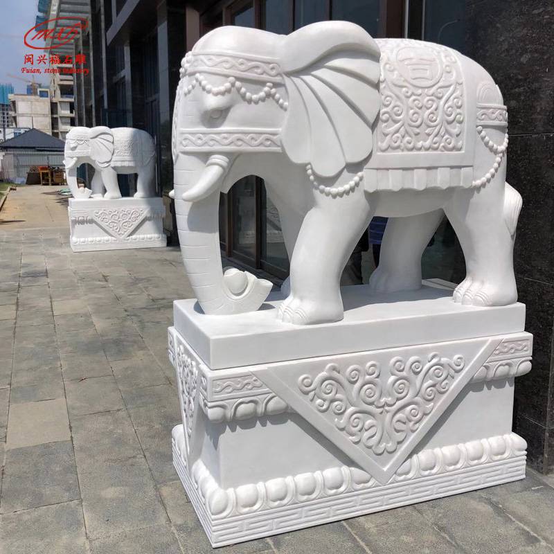 惠安厂家供应石雕大象花岗岩象石头雕刻大象一对摆件