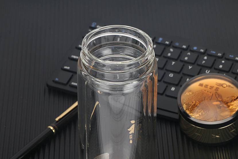 华象玻璃杯批发定制269号双层水晶泡茶杯男士商务办公礼品杯可