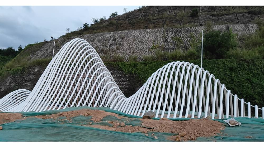 广州不锈钢雕塑生产厂家抽象山形不锈钢管雕塑-广州市艺尔美雕塑工程