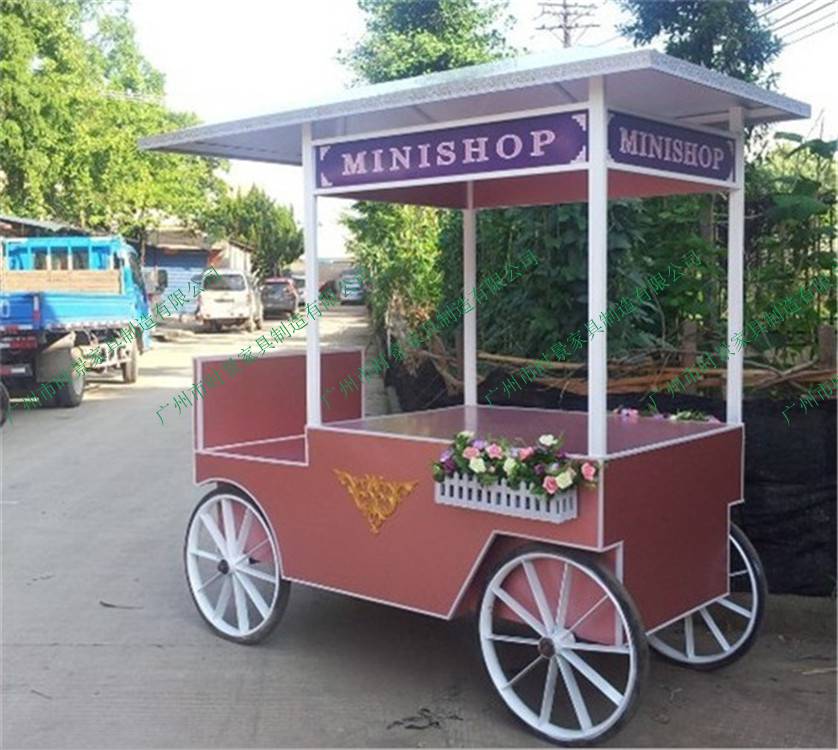 广州步行街贩卖花车移动售货车摊位花车定制厂家