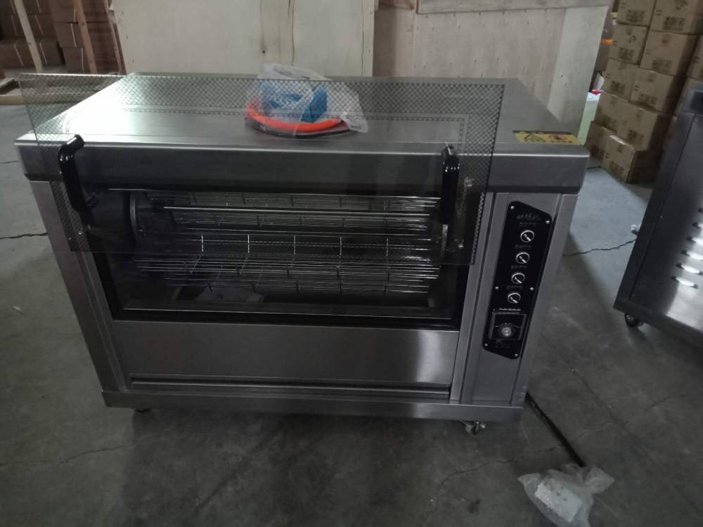 供应普通款带温控烤鸡架炉自动旋转台式燃气烤鸡架