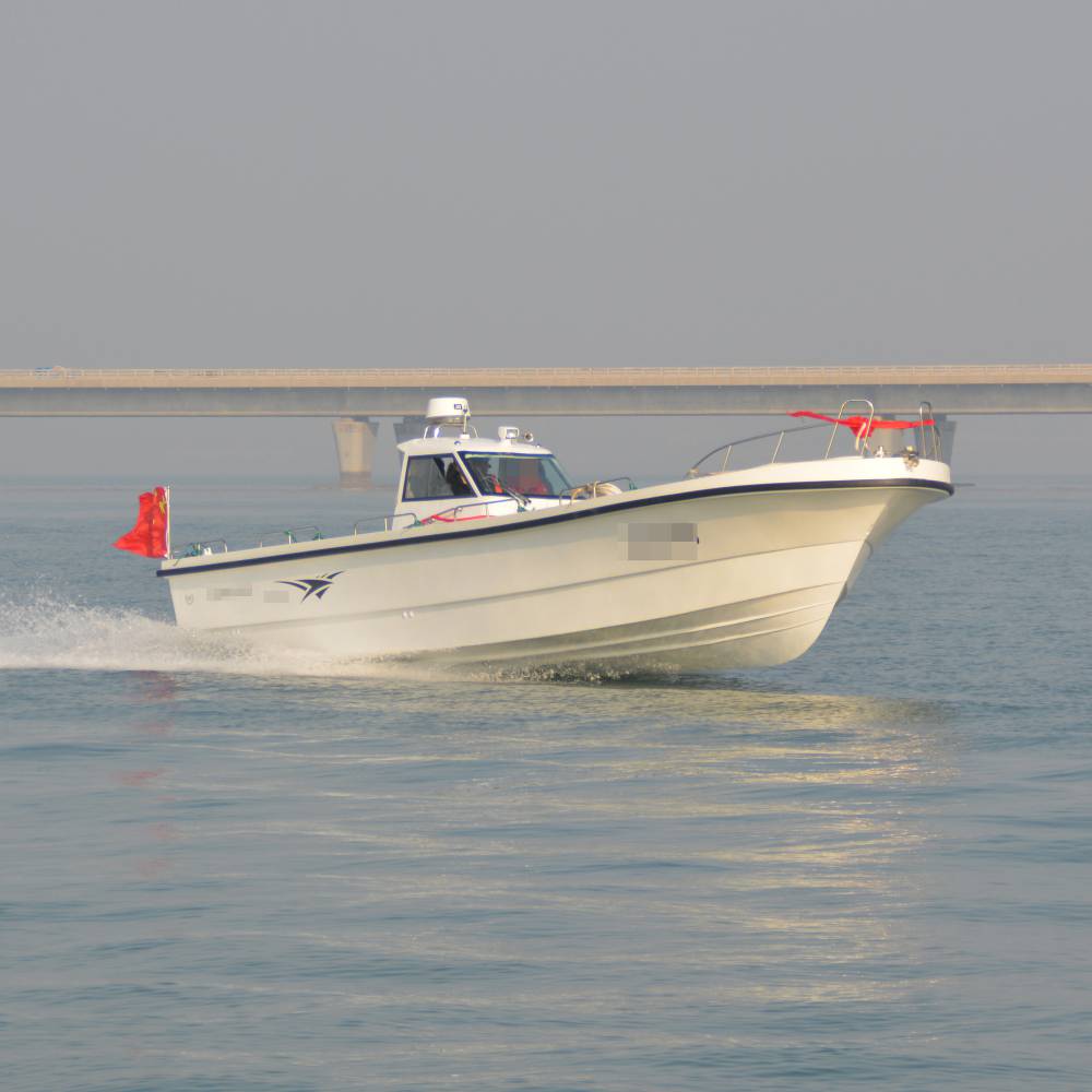 渔尚游艇13米2长白色玻璃钢材质高速设计沿海海钓船钓鱼艇作业巡逻船