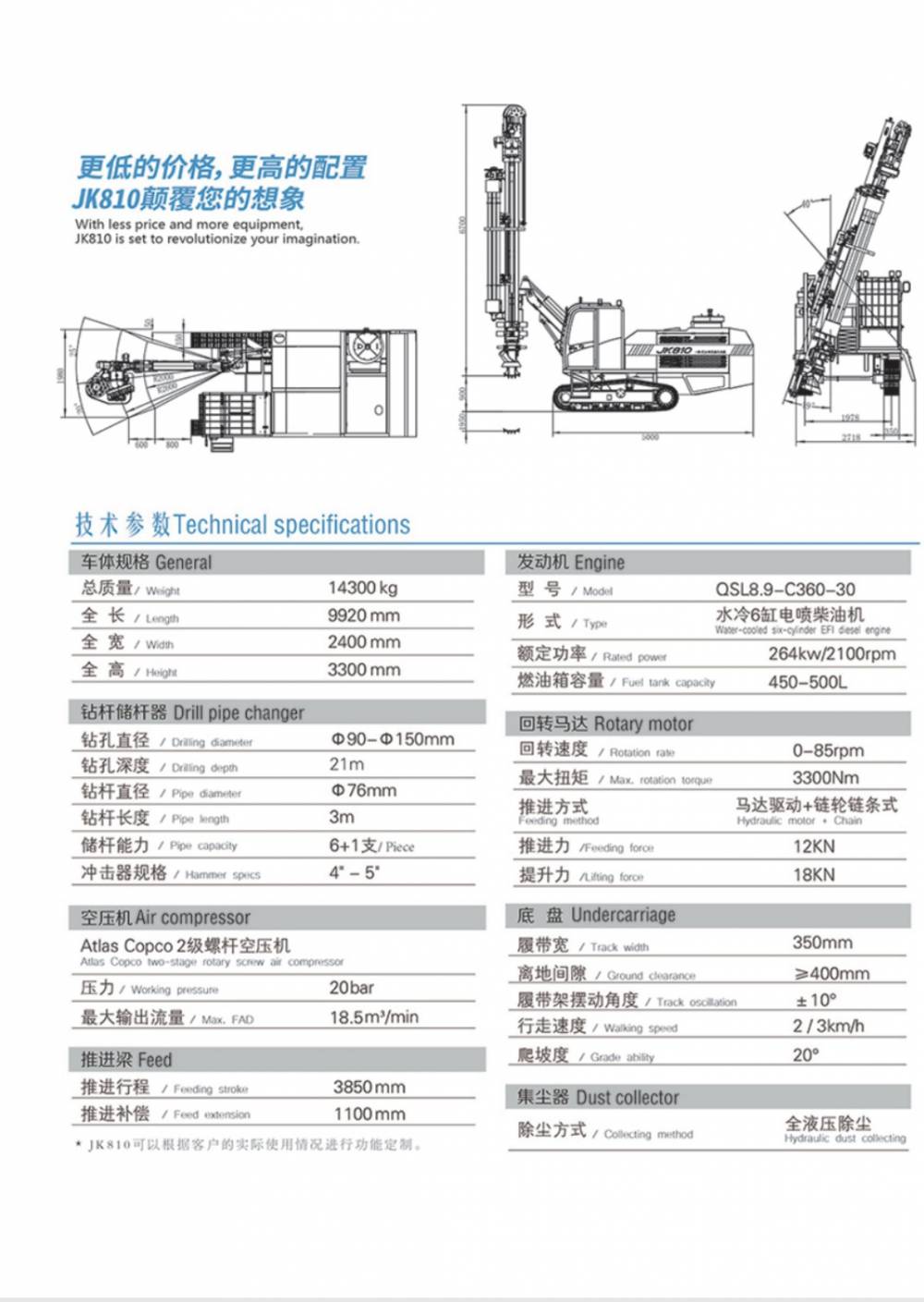 金科580钻机参数图片