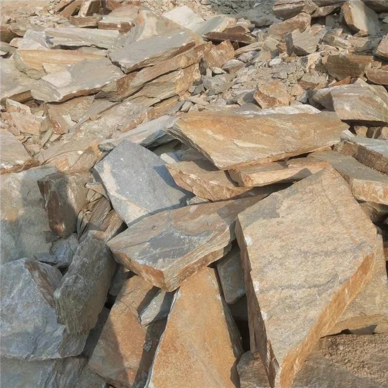 【园林铺路薄石片 景区步行路地铺石板 黄色园林乱石铺路】视频介绍