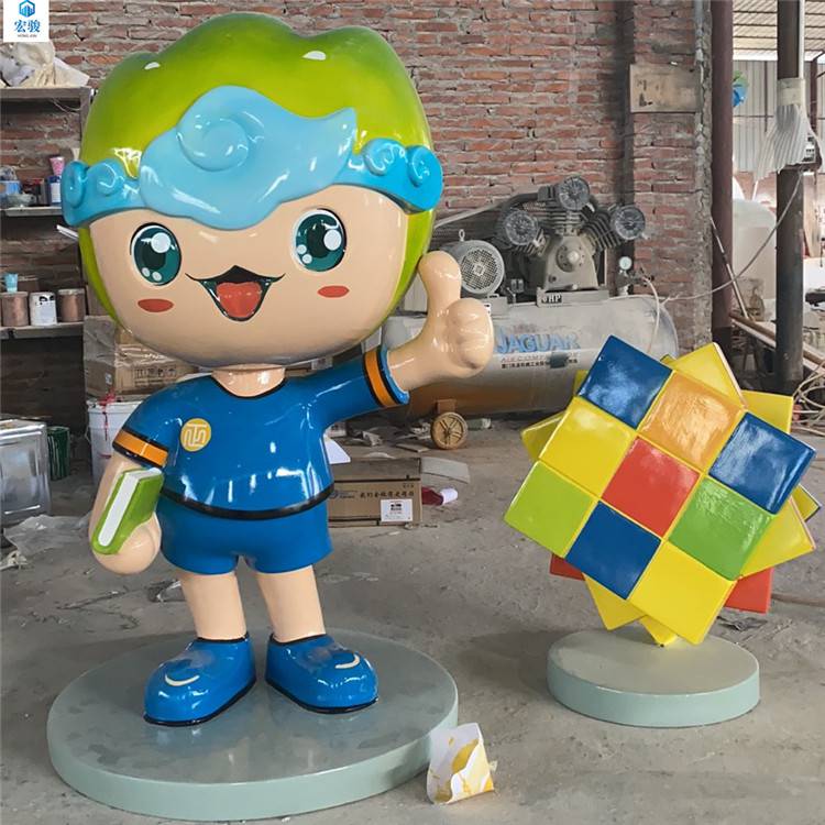 清远校园卡通雕塑厂家玻璃钢校园人物形象迎宾雕像