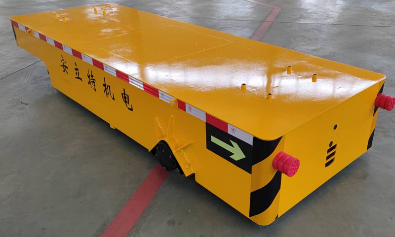 工业物料转运无轨电动平板车车间工件运输胶轮过跨台车