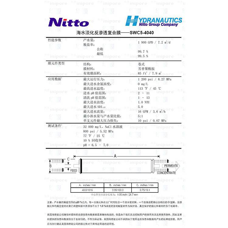 SWC5-LD 现货批发 8寸海水淡化膜