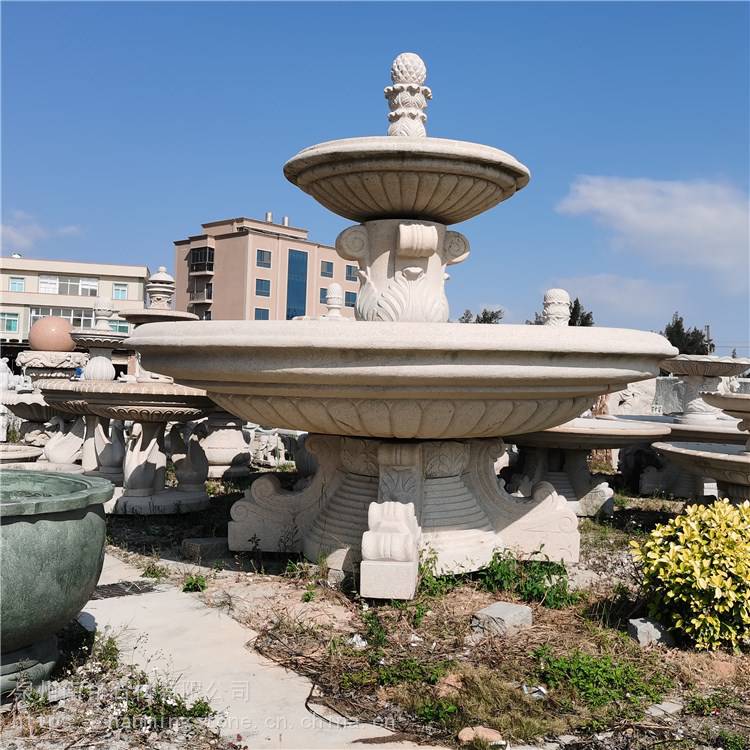 大量供应汉白玉大理石石雕喷泉欧式中式小型喷泉住宅庭院景观