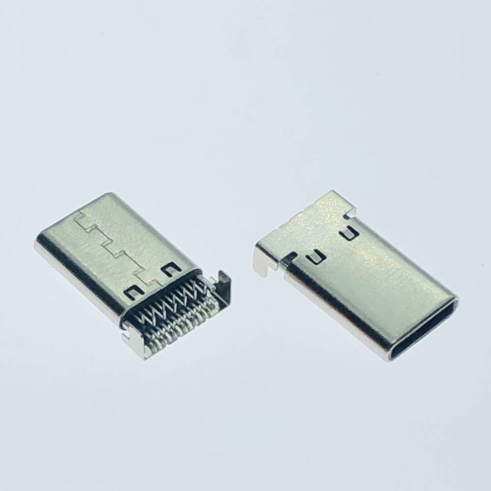 9p贴片沉板typec公头铆压款贴片31沉板smt插头两脚插板