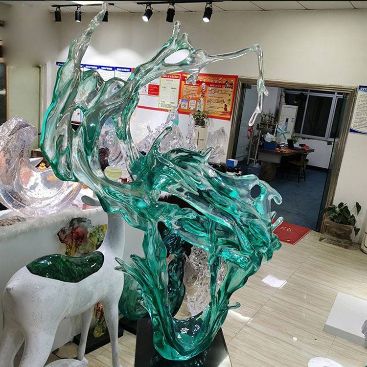 透明树脂浪花摆件艺术品水琉璃海浪工艺品摆件大型树脂景观定制