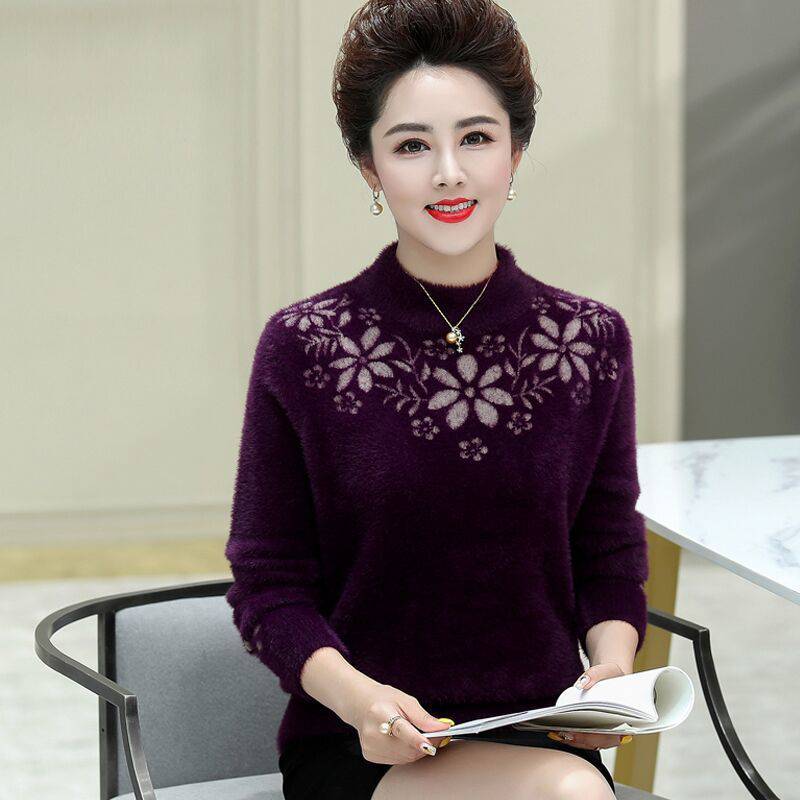 儿童服装批发网宽松保暖毛衣上衣妈妈时尚洋气中老年妈妈女一手货源***