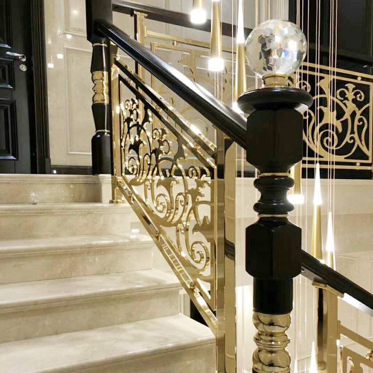 酒店铜艺栏杆楼梯镀金铜扶手打破以往豪华的想象